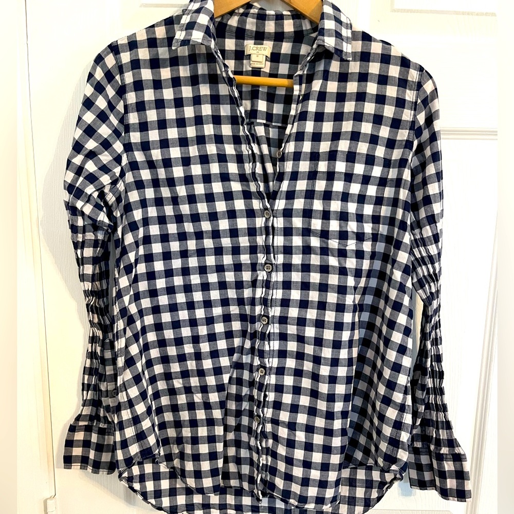 J Crew Medium womans button up checker shirt